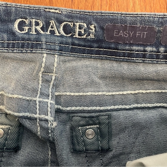 Grace in LA Women's Western Horseshoe Rose Embroidered Bootcut Stretch Jeans 27 - Picture 7 of 11